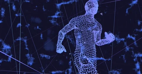 Hologram Human running technology Stock Footage 156840549