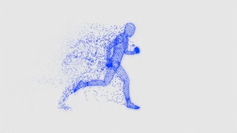 Hologram Human running Wireframe  Vr Hi Tech Futuristic si fi with alpha channel Stock Footage 137590372