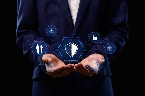 Hologram icon. System concept. Security. via online network Stock Photos