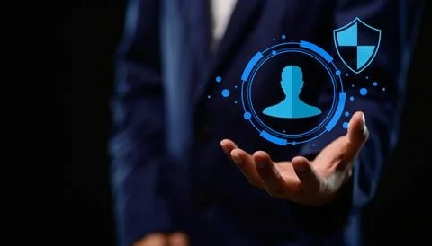 Hologram icon. System concept. Security. via online network Foto stock