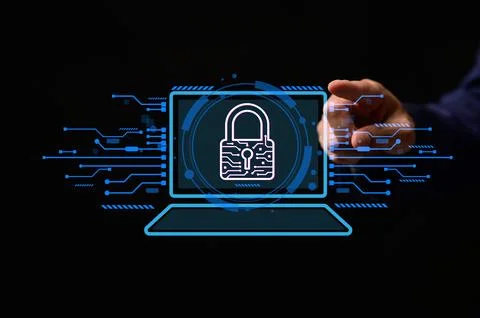 Hologram icon. System concept. Security. via online network Stock Photos
