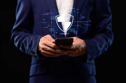 Hologram icon. System concept. Security. via online network Stock Photos