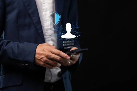 Hologram icon. System concept. Security. via online network Stock Photos