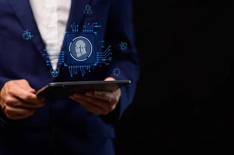 Hologram icon. System concept. Security. via online network Stock Photos
