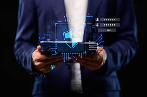 Hologram icon. System concept. Security. via online network Stock Photos