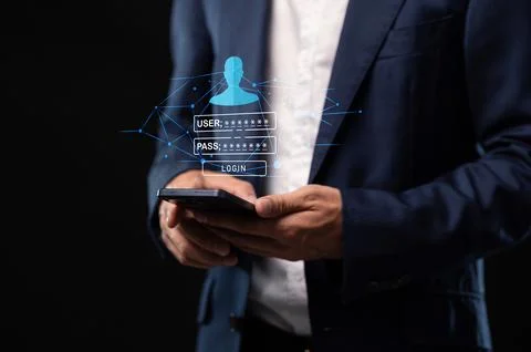 Hologram icon. System concept. Security. via online network Foto stock