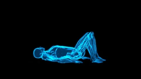 Hologram Muscle Dead Bug Exercise Side HUD Stock Footage 335870721