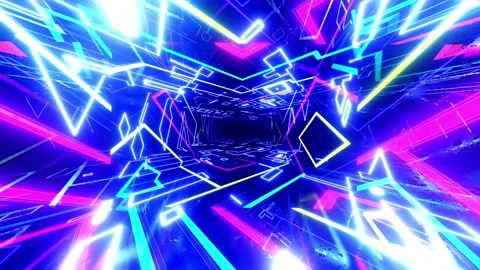 Hologram pattern. Flight through hi-tech technology tunnel with camera shake Stock Footage 217827124