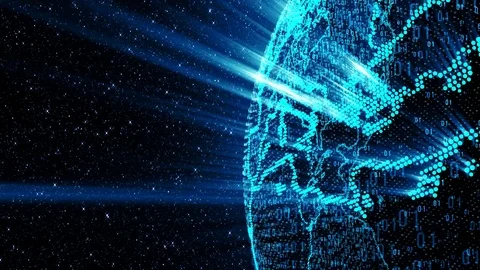 Hologram planet with a binary code Stock Footage 80812721