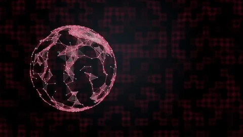 Hologram of planet earth in plexus pattern turning around and squared background Stock Footage 121914620