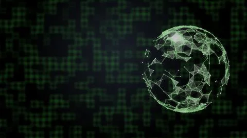 Hologram with planet earth in plexus pattern and squared background data center Stock Illustration