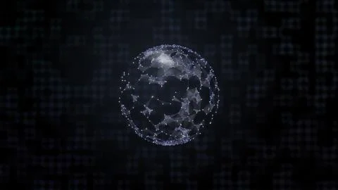 Hologram with planet earth in plexus pattern and squared background data center Stock Illustration