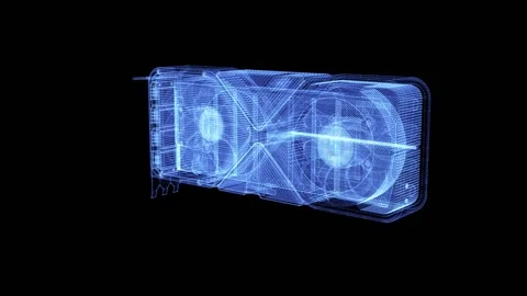 Hologram of rotating GPU Stock Footage 147345545