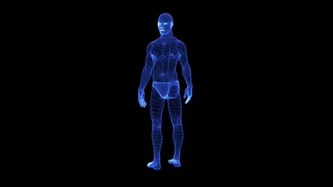 Hologram of a rotating man particles Stock Footage 126946180