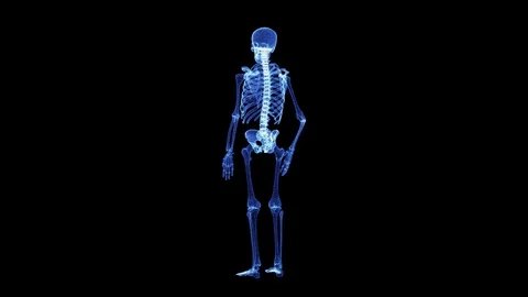 The hologram of a rotating particle skeleton Stock Footage 104714596