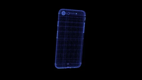 Hologram of a rotating smartphone from particles Stock Footage