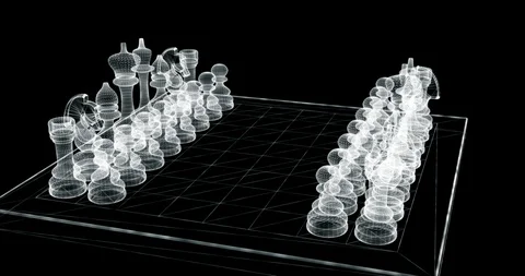 Hologram screen 3d of a chessboard - loop Stock Footage 113090079