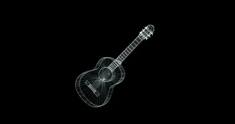 Hologram screen 3d of a guitar - loop Stock Footage 113091787