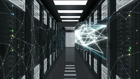 Hologram Sphere Moving in Working Network Creating New Links and Connections Stock Footage 95887951