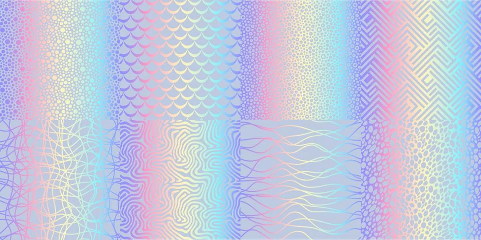 Hologram texture patterns, glitter rainbow foil Stock Illustration