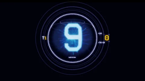 Hologram timer countdown blue and orange Stock Footage 22981836