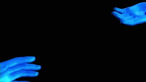 Hologram two human hands reaching out to each other Stock Footage 180888896