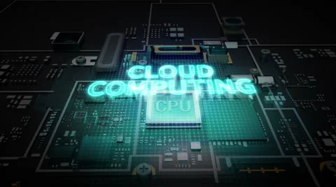 Hologram typo 'CLOUD COMPUTING' on CPU chip circuit, artificial intelligence. 動画素材 62945680