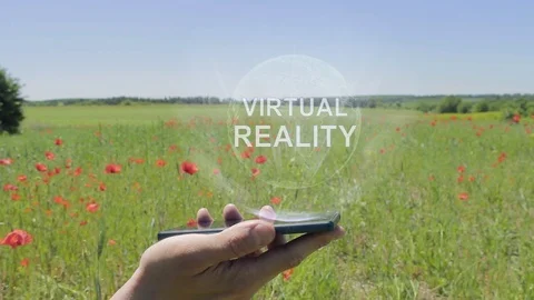 Hologram of Virtual Reality on a smartphone Stock Footage 108073694