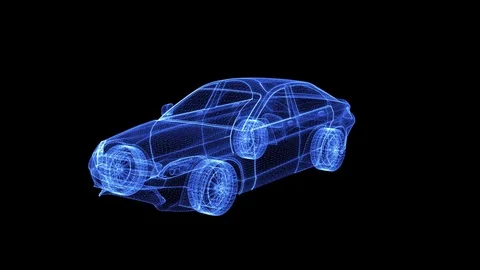 Hologram of a wireframe Car Vídeos de archivo 126517570
