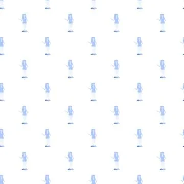 Hologram woman virtual assistant pattern repeating technology concept Illustrazione stock