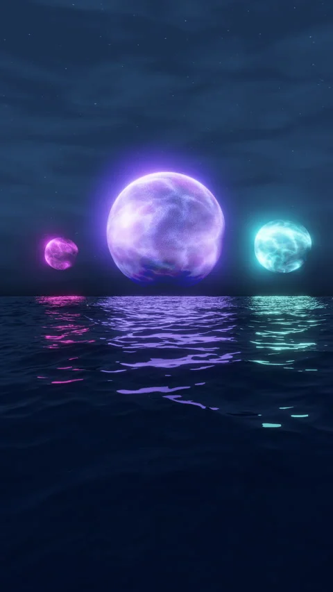 Holograms of Planets rotate in the Sky Stock Footage 260674257