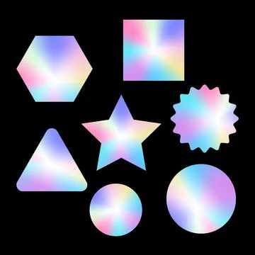 Holograph sticker label vector retro sale gradient. Hologram sticker mockup Stock Illustration