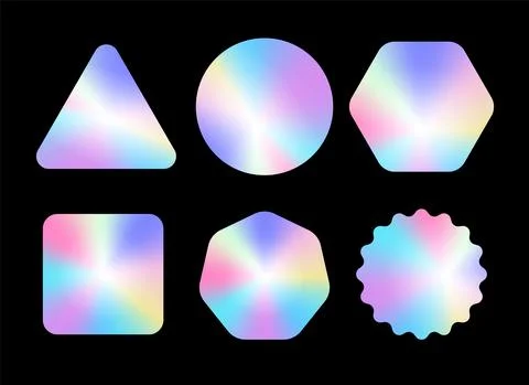 Holograph sticker label vector retro sale gradient. Hologram sticker mockup Stock Illustration