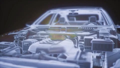 Holographic 3D Car Model with Engine Stock Footage 306051758