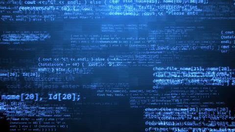 A holographic 3d illustration of a coding program with flittering and shining Stock Illustration