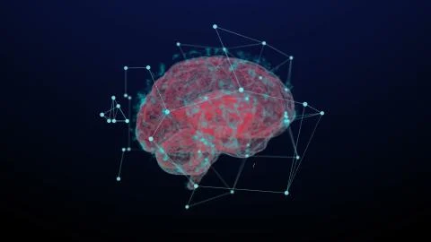 Holographic 3d Rendering of Human Brain Stock Illustration