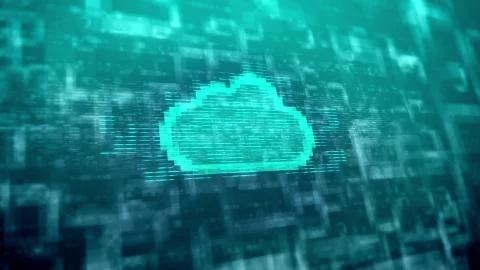 Holographic 3d rendering of a light blue cloud sign located in the center in  Stock Illustration