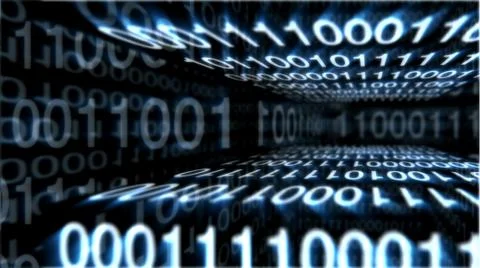 A holographic 3d rendering of program code boxes spinning around in the blue 스톡 일러스트