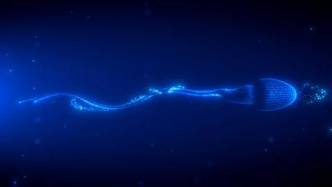 Holographic 3D Visualization of a Single Sperm Cell Stock Illustration