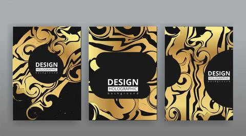 Holographic abstract page templates set retro wave glitch creative hipster, n Illustrazione stock