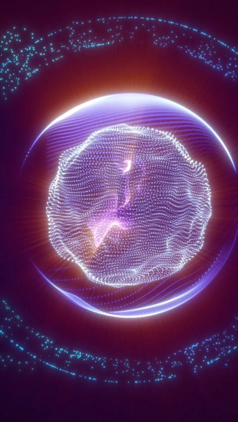 Holographic AI brain inside a glowing sphere with particle halo, futuristic.. Stock Footage 328005699