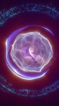 Holographic AI brain inside a glowing sphere with particle halo, futuristic.. Illustrazione stock