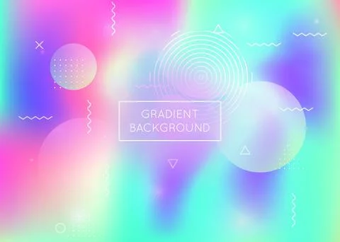 Holographic background with liquid shapes. Dynamic bauhaus gradi Stock Illustration