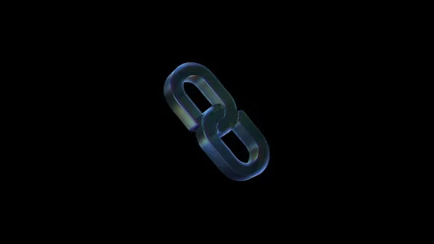 Holographic blockchain link icon rotating animation Stock Footage 329044047