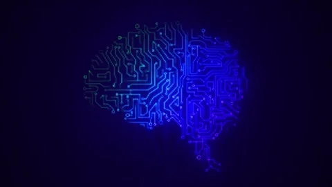 Holographic Blue Growing GPU Brain Chip Neural AI Sci-Fi Artificial Intelligence 스톡 동영상 308406644