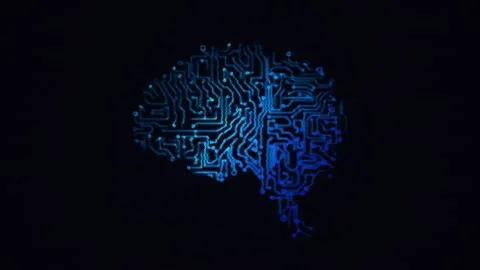 Holographic Blue Growing GPU Brain Chip Neural AI Sci-Fi Artificial Intelligence 스톡 동영상 308407052