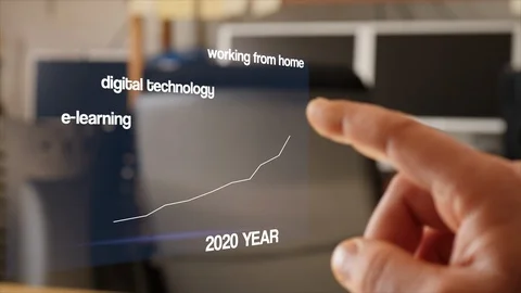 Holographic blue Touch screen Gestures Of A Male finger Stock Footage 128305103