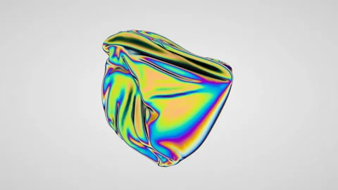 Holographic bubble changes color and shape on a white background. Color breaking Video stock 121889356