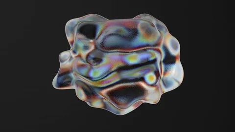 Holographic bubble isolated on a black background, iridescent neon material Stock Footage 120609351