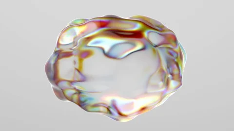 Holographic bubble isolated on gray background, iridescent material unstable Stock Footage 120609431